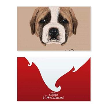 Imagem de Brown Cute St.Bernard Dog Pet Animal Holiday Merry Christmas Cartão de parabéns mensagem de Natal