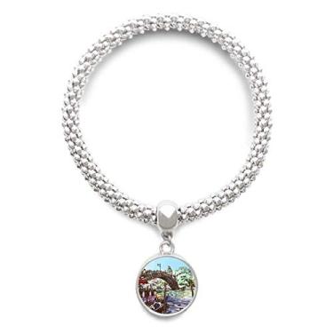 Imagem de DIYthinker Pulseira de prata com pingente redondo de prata com marco de Veneza da Itália