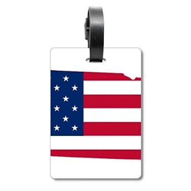 Imagem de Nebraska Mapa dos EUA Estrelas Listras Bandeira Forma Bolsa de Mala Etiqueta Cartão de Bagagem Scutcheon Etiqueta