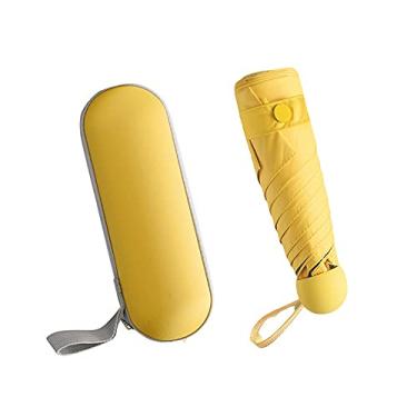 Imagem de BLESS LINEN Guarda-chuva portátil e leve para viagem, 8 varetas, sol e chuva, com estojo, design compacto, para homens, mulheres e meninas, multicolor (amarelo)