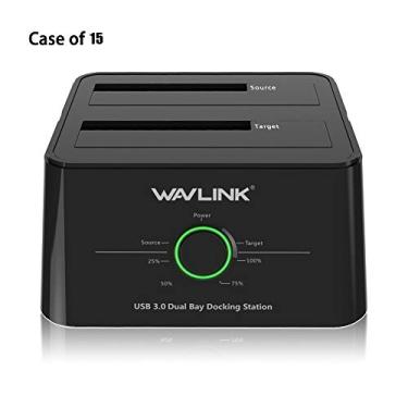 Imagem de Estação de acoplamento de disco rígido externo de baia dupla Wavlink USB 3.0 para SATA - Protocal USAP para HDD SSD de 2,5/3,5 polegadas SATAⅠ/Ⅱ/Ⅲ [Suporte 2×16TB] - Função de backup/clone off-line