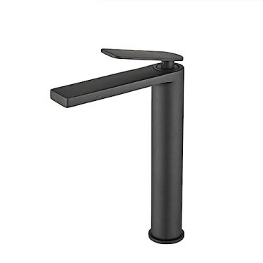 Imagem de Torneiras de banheiro Torneira de latão Preto/branco Torneira de lavatório Misturador de pia de banheiro Lavatórios Misturador de torneiras,um cinza alto