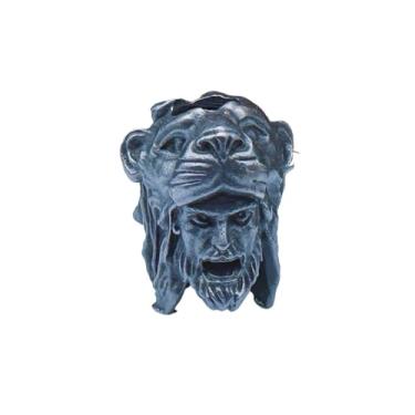 Imagem de Máscara de cabeça de leão rosto de latão cabeça EDC contas pingente suprimentos de fabricação de joias, personalidade God of War Man Diy ferramentas ao ar livre contas paracord berloque cordão de