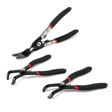 Imagem de AIRTOON Conjunto de alicates de remoção de pinos de pressão de 3 peças, alicate de clipe de painel, alicate de pino de pressão de 30° e 80°, remove facilmente fixadores de plástico, rebites e clipe de