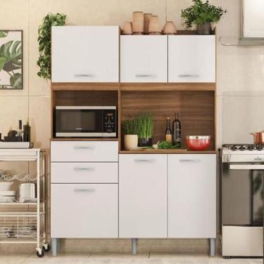 Imagem de Cozinha harmonia 6 portas amendola/branco - DEMOBILE