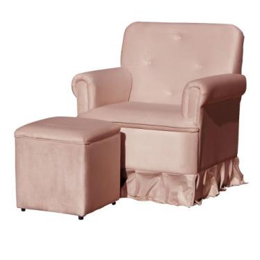 Imagem de Poltrona Amamentação com Balanço + Puff Laura Veludo Rosa - Mansão Dec