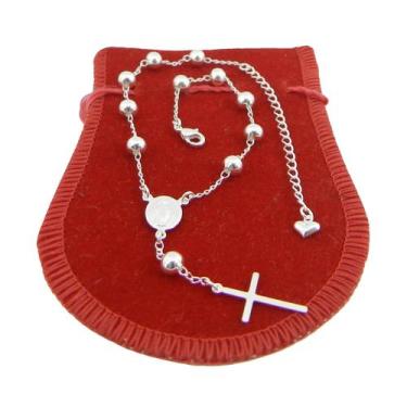 Imagem de Pulseira Terço Unissex 18/23cm 4mm Folheada Prata PL447 - WNBIJOUTERIA