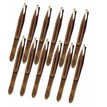 Imagem de Kit 12 Pinças De Sobrancelha Nzx Bronze Profissional