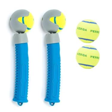Imagem de Kekoa Lançador de bola extensível azul, pacote com 2, inclui 2 bolas