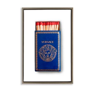 Imagem de Stupell Industries Blue Trendy Matchbox Brown Framed Floater Canvas Wall Art Design por Amanda Greenwood, 21 x 31