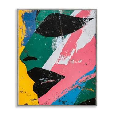 Imagem de Stupell Industries Design de arte giclée emoldurado cinza com face fractal dinâmica por Walker Noble, 28 x 35 cm