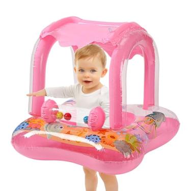 Imagem de Flutuador Para Bebé Com Cobertura - Brinquedo Inflável De Praia Para Bebés - Flutuador Infantil de Proteção Solar para Brincadeiras na Água Praia e Piscina