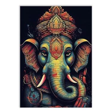 Imagem de Placa Decorativa Ganesha Estatua Ilustração Escura Verde Decoração Poster Quarto Sala