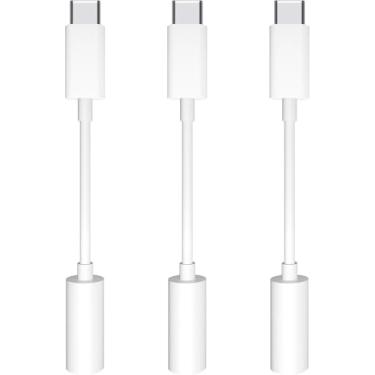 Imagem de MDZBG Adaptador USB-C para conector de fone de ouvido de 3,5 mm, pacote com 3 cabos USB C para dongle de áudio auxiliar compatível com iPhone série 15, iPad Pro, adaptador de fone de ouvido Samsung