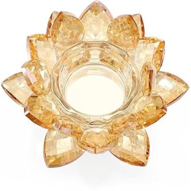 Imagem de Porta-Vela em Forma de Flor de Lótus de Cristal — Pétalas de Lótus — Suporte para Vela Votiva, Castiçal de Cristal para Vela, Luminária Decorativa para Centro de Mesa de Casamento