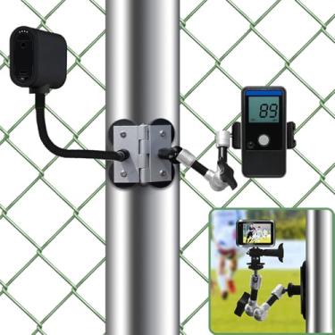 Imagem de Suporte de cerca magnética para GoPro, Mevo Start, para iPhone, Insta 360 e Pocket Rader, kit de montagem de trocador de jogos de beisebol, registro de cerca de elo de corrente, softbol e tênis,