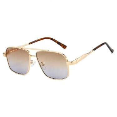 Imagem de JRLLFD Óculos de sol vintage masculino, fashion, gradiente, multicolorido, casual, feminino, grande (C2)