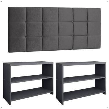 Imagem de Kit 2 Sapateira Safira Recamier Multiuso Banquinho Cabeceira Bia Suspensa Cama Box Casal 1,40 - Lojas RPM