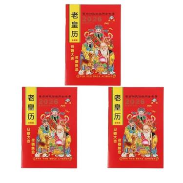 Imagem de 3 peças, calendário do ano da serpente de 2025, calendário tradicional chinês do ano lunar, calendário do festival da primavera, calendário Feng Shui (colorido)