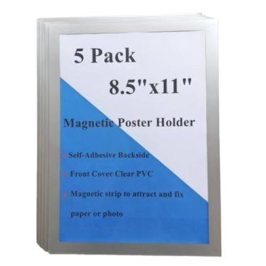 Imagem de Suporte magnético para sinalização de parede 21 x 28 cm, suporte de parede autoadesivo, moldura de documentos, janela para janela, porta/geladeira, suportes de papel de pôster de documentos para loja