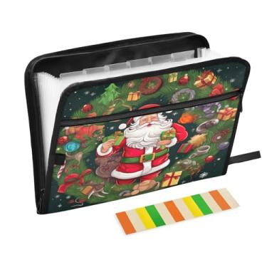 Imagem de Wassud Cartão de Natal (2) 13 bolsos organizador de arquivos sanfonado pastas de arquivo expansíveis com abas e adesivos, A4 tamanho carta papel recibo documento pasta organizador para viagem de