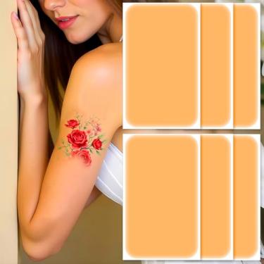 Imagem de Adesivos de cobertura de tatuagem, adesivos invisíveis para corretivo de tatuagem, fita de cobertura de tom de pele fina para braços, ombros, pernas, aparência natural, pacote com 6 (03 tons de pele