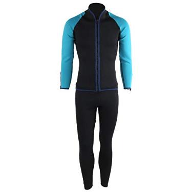 Imagem de Roupa de mergulho de duas peças, material de neoprene elástico macio premium para mergulho, surf, adulto, masculino, feminino, preto, marinho, tamanhos m l xl (Preto (M))