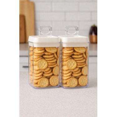 Imagem de Kit com 2 potes herméticos 1,7 litros com tampa e trava organizador co