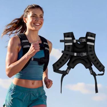 Imagem de Mikolo Colete com peso de 3,6 kg/5,4 kg/7,3 kg para homens e mulheres, colete de peso corporal com listras refletivas para treino, treinamento de força, corrida, fitness, musculação