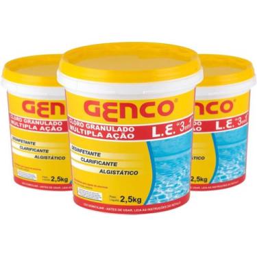 Imagem de 3 Cloro 2,5kg Para Piscina Puro Multipla Ação 3 Em 1 Genco