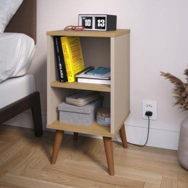 Imagem de Mesa de cabeceira lateral quarto casal e solteiro com prateleira retrô