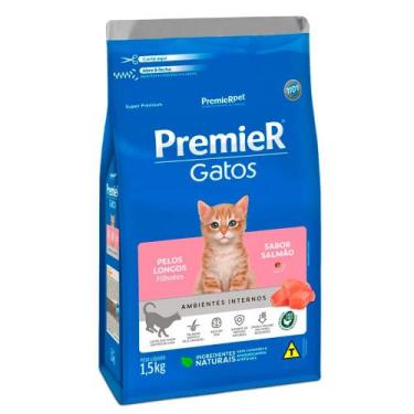 Imagem de Ração Premier Gatos Ambientes Internos Filhotes de Pelos Longos Sabor 