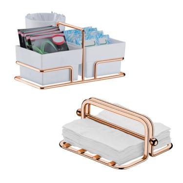 Imagem de Kit Porta Guardanapos Com Peso + Porta Sachês - 1611RG Rose Gold Future