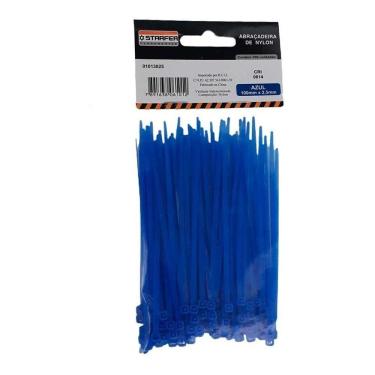 Imagem de 100 Abraçadeiras Nylon Cinta Plástica Enforca Gato 2,5x100mm Azul