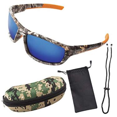 Imagem de USA SUPREME Óculos de sol esportivos de camuflagem polarizada para homens e mulheres - pesca - ciclismo - corrida, Azul, M