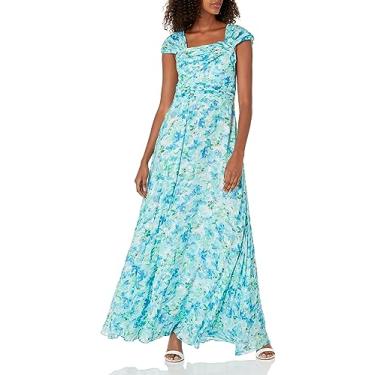 Imagem de Shoshanna Vestido floral feminino Whitley ombro de fora, Azul multi, 36