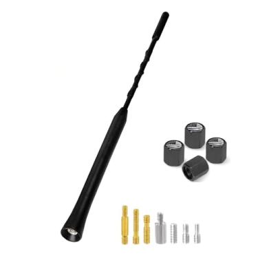 Imagem de Antena de substituição para carro SZSAUTO Antena de teto de borracha flexível impermeável 22 cm veículo universal FM AM antena de rádio estéreo mastro com adaptadores de parafuso M4/M5/M6 para carros