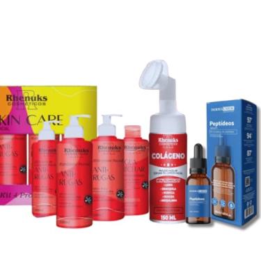 Imagem de Kit Skincare Anti rugas + Mousse Colágeno Limpeza Facial 150ml + Sérum Peptideos Anti olheiras