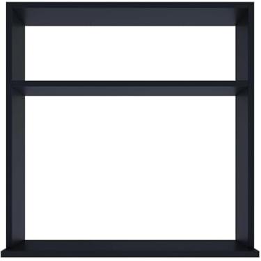 Imagem de Suporte de Microondas de Parede Aéreo, Madeira Resistente, Branco e Preto (Preto)