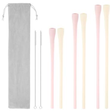 Imagem de FALESOUL 6 Pçs Canudos Antirrugas para Stanley Copo de 1,134 g 850 g, Canudos Longos Flexíveis Sem Rugas com Escova de Limpeza e Saco de Transporte, Canudos Reutilizáveis Sem Rugas para Lábios