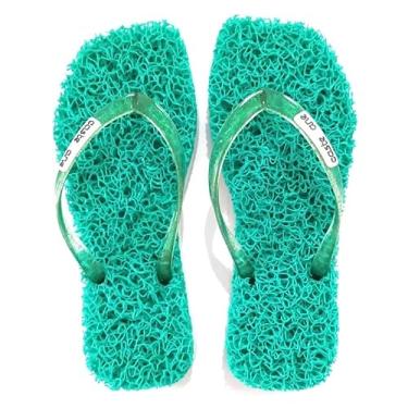 Imagem de Chinelo Casual Square Castellane indicado para quem sofre com Fascite Plantar, Esporão de Calcâneo, Neuroma de Morton e Hiporidrose Plantar, Massageador para seus pés ele é Leve, Durável e elegante, além da Sensação de estar pisando em um Tapete, conforto a cada passo. (Verde Piscina, 37/38, BR, Adu