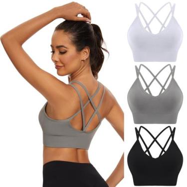 Imagem de Sutiã esportivo Sykooria Strappy High Support acolchoado para mulheres