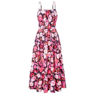 Imagem de Vestido boho para mulheres sem mangas, floral, longo, vestido de verão