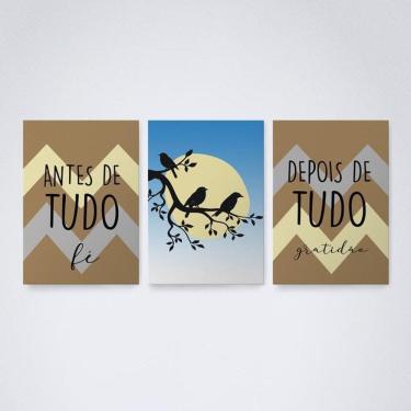 Imagem de Quadro Decorativo Fé e Gratidão Tons V7 30x20cm