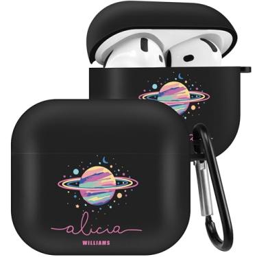 Imagem de Boaretiu Capa para Airpods 4, desenho fofo Kawaii, com chaveiro, design engraçado, com mosquetão, capa estilosa para meninas, adolescentes e mulheres, capas para Air pods 4, espaço