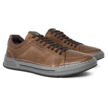 Imagem de Tênis Sapatênis Masculino Democrata Denim Volp Cadarço Couro Legítimo 151301-Masculino