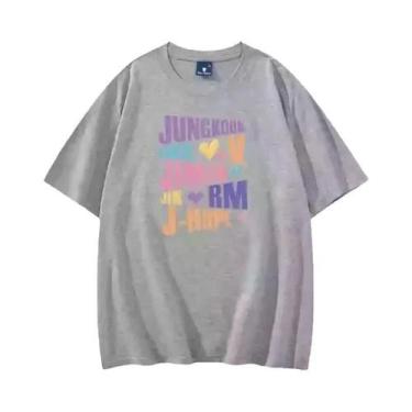 Imagem de Camiseta Unissex Kpop Jungkook Jimin V JHope Rm Jin De Manga Curta Cas