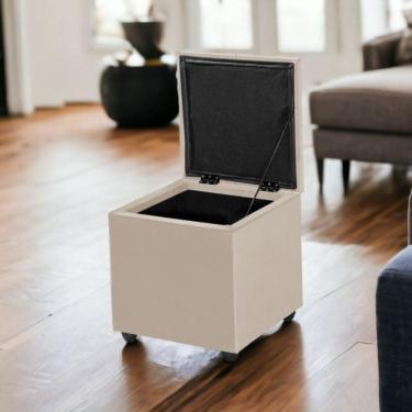 Imagem de Baú Banqueta Organizador Porta Brinquedo Assento Decorativo Bege