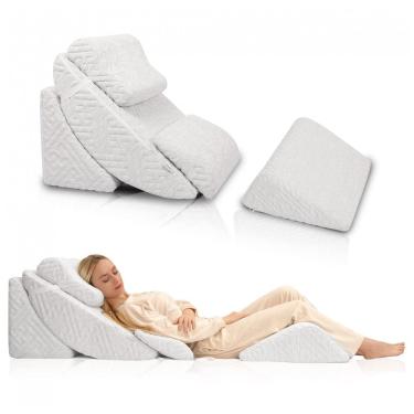 Imagem de Conjunto de 5 Peças de Travesseiros Ortopédicos em Cunha para Cama, Espuma Viscoelástic...