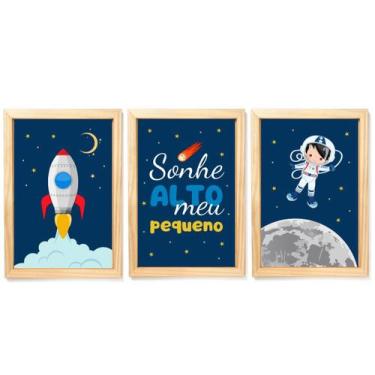Imagem de Quadro Decorativo Infantil Astronauta Espaço Sideral Foguete - Creativ